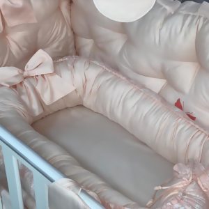 Baby Nest PeppiBambini – Cuib moale și elegant pentru bebeluși, din bumbac natural și catifea premium, perfect pentru somn sigur și confortabil