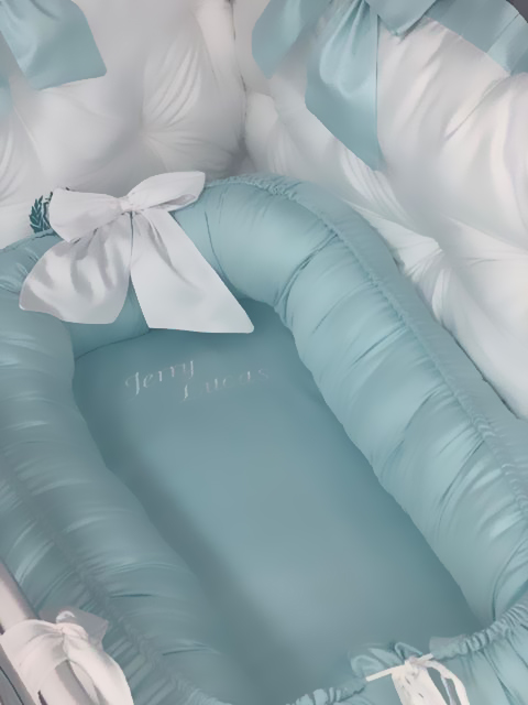 Baby Nest Brodat PeppiBambini – Cuib moale și sigur pentru bebeluși, realizat din bumbac natural de înaltă calitate