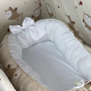 Baby Nest PeppiBambini – Cuib moale pentru bebeluși din bumbac natural, ideal pentru somn sigur și confortabil