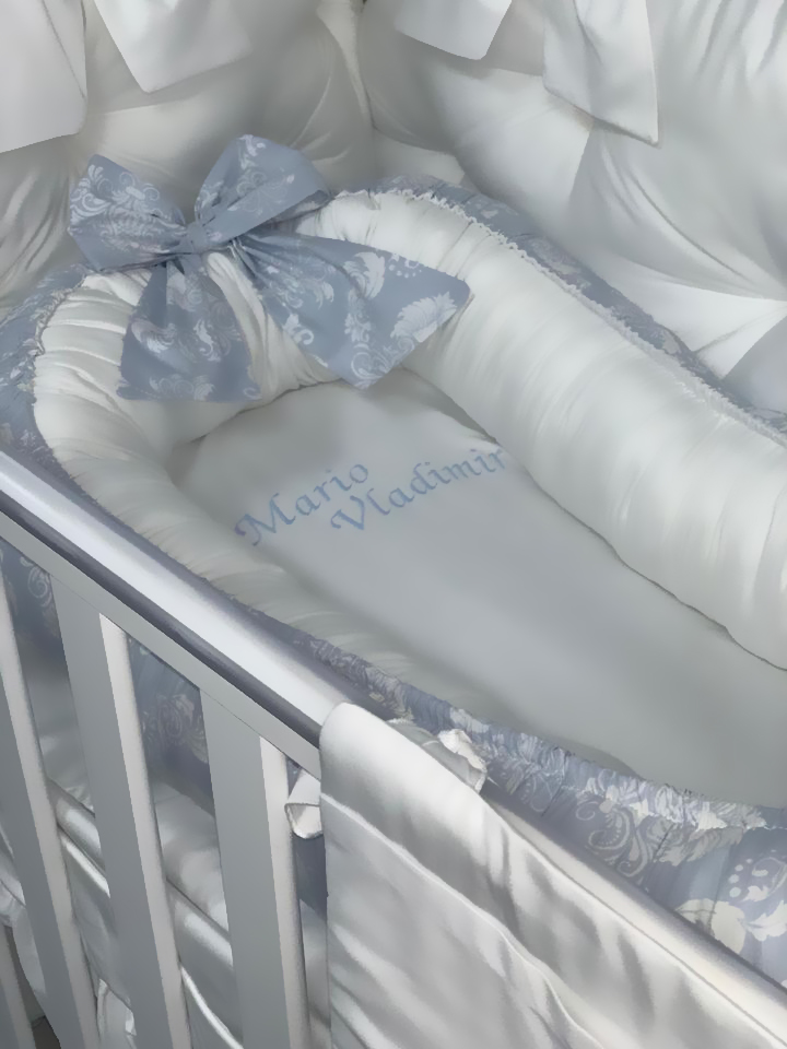 Baby Nest Brodat PeppiBambini – cuib moale și sigur din bumbac natural pentru somnul liniștit al bebelușului - Image 2