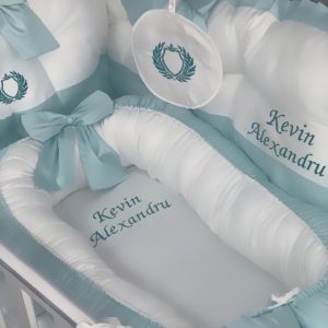 Baby Nest Brodat PeppiBambini – cuib moale și sigur din bumbac natural, pentru somnul liniștit al bebelușului tău