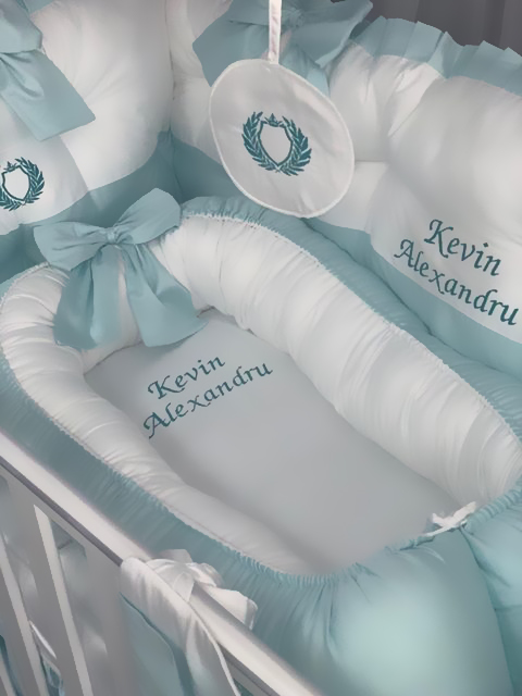 Baby Nest Brodat PeppiBambini – cuib moale și sigur din bumbac natural, pentru somnul liniștit al bebelușului tău - Image 3