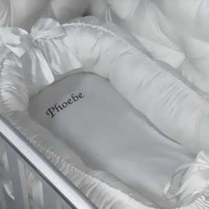 Baby Nest Brodat PeppiBambini – Cuib moale pentru bebeluși din bumbac natural, pentru somn sigur și confort absolut