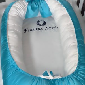 Baby Nest Brodat PeppiBambini – cuib moale și sigur din bumbac natural, perfect pentru somnul bebelușului