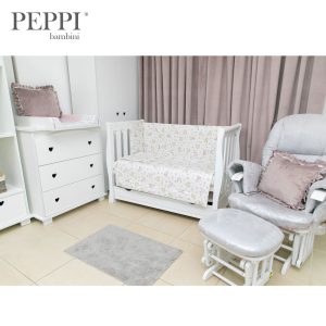 Lenjerie pătuț 5 piese Elephant Pink PeppiBambini – confort, siguranță și design adorabil pentru micuța ta