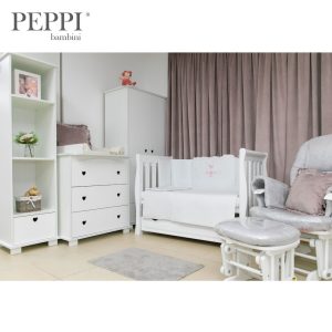Lenjerie pătuț 5 piese cu broderie Butterfly White PeppiBambini – eleganță și rafinament pentru somnul bebelușului tău