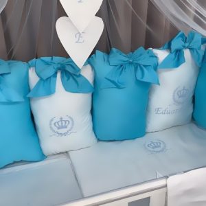 Lenjerie pătuț 11 piese Royal Prince Turquoise PeppiBambini – stil regal și confort suprem pentru bebelușul tău