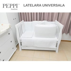 Laterala Lungă Universală cu Broderie Butterfly Pink PeppiBambini – rafinament și siguranță pentru camera bebelușului tău