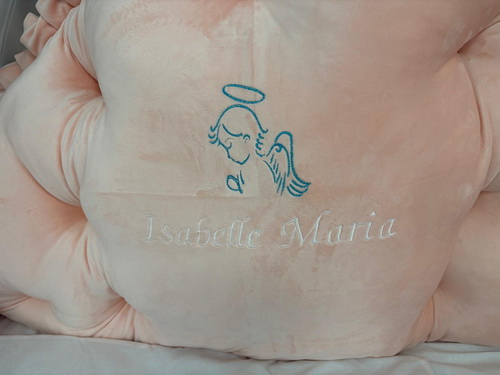 Set complet 11 piese pentru pătuț – model Regal din catifea somon, personalizabil cu nume – Peppi Bambini Deluxe Collection - Image 2