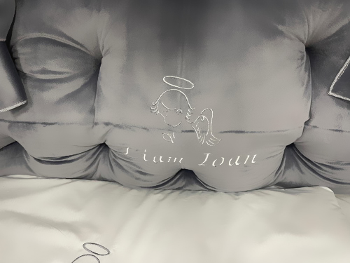 Set complet 11 piese pentru pătuț – model Royal din catifea gri, personalizabil cu nume – Peppi Bambini Premium Edition - Image 7